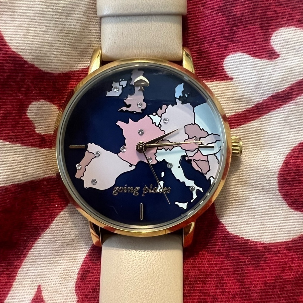 Kate Spade Going Places Map Watch Leather with Box NWT - Picture 3 of 17